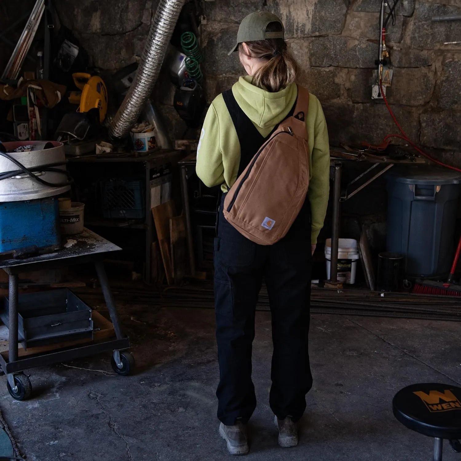 Carhartt Durable Sling Bag, Crossbody Backpack with Side Release Buckle, Tablet Sleeve and Adjustable Strap, Seabrook