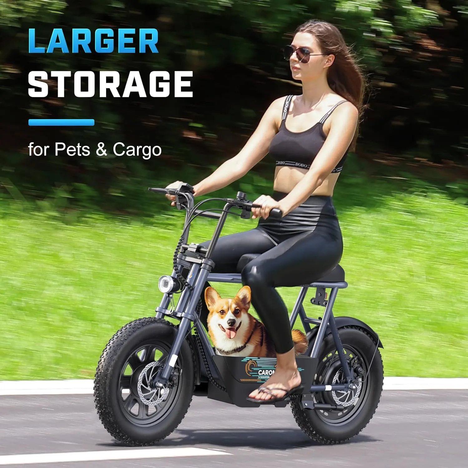 Caroma Peak 1200W Electric Scooter with Seat for Adults, 16" All Terrain Fat Tire Electric Dirt Bike, 30 Miles Ranges 20MPH Max Speed, Electric Motorcycle Bicycle with Basket for Pets & Cargo