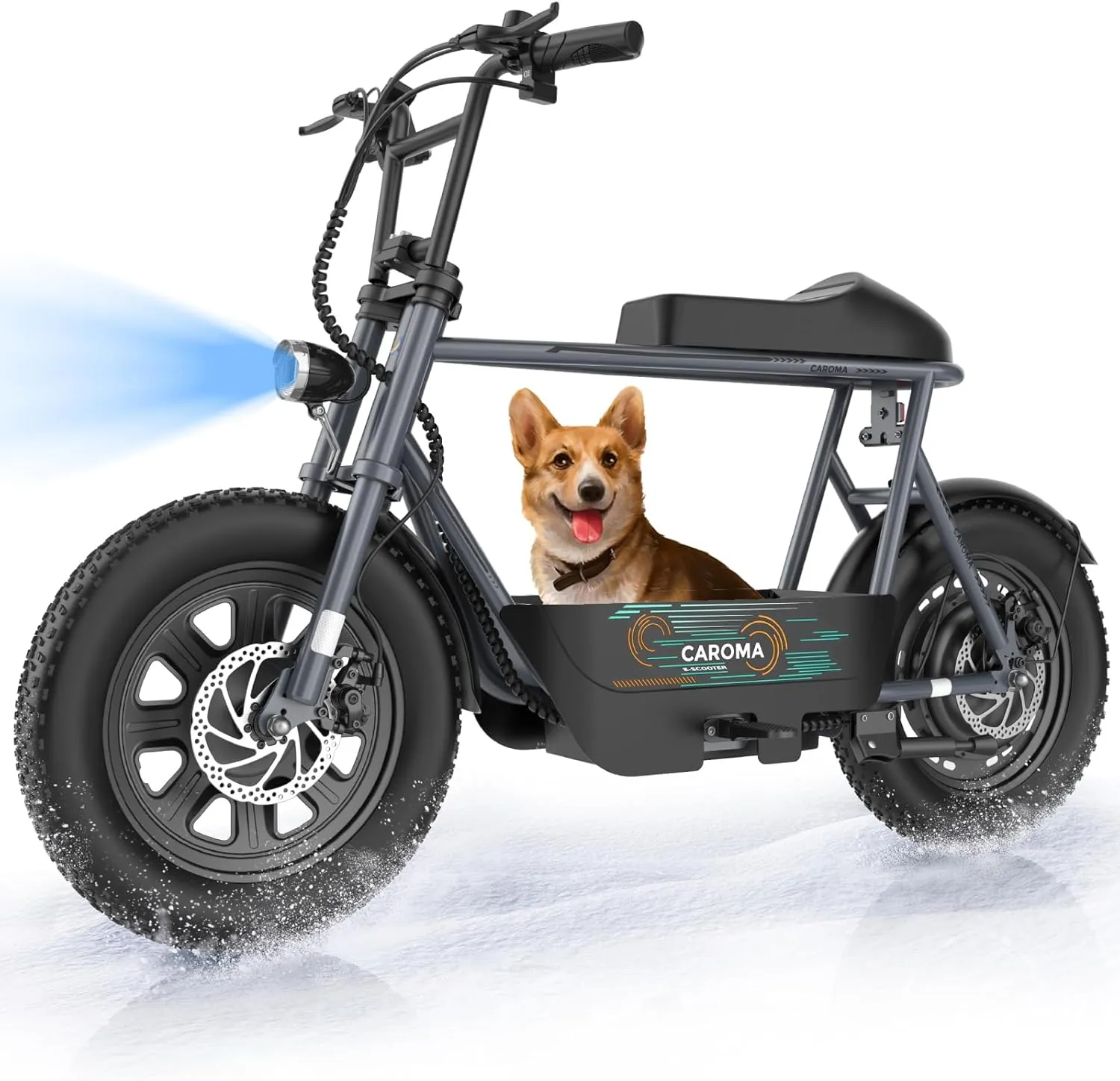 Caroma Peak 1200W Electric Scooter with Seat for Adults, 16" All Terrain Fat Tire Electric Dirt Bike, 30 Miles Ranges 20MPH Max Speed, Electric Motorcycle Bicycle with Basket for Pets & Cargo