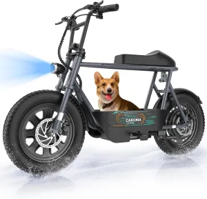 Caroma Peak 1200W Electric Scooter with Seat for Adults, 16" All Terrain Fat Tire Electric Dirt Bike, 30 Miles Ranges 20MPH Max Speed, Electric Motorcycle Bicycle with Basket for Pets & Cargo
