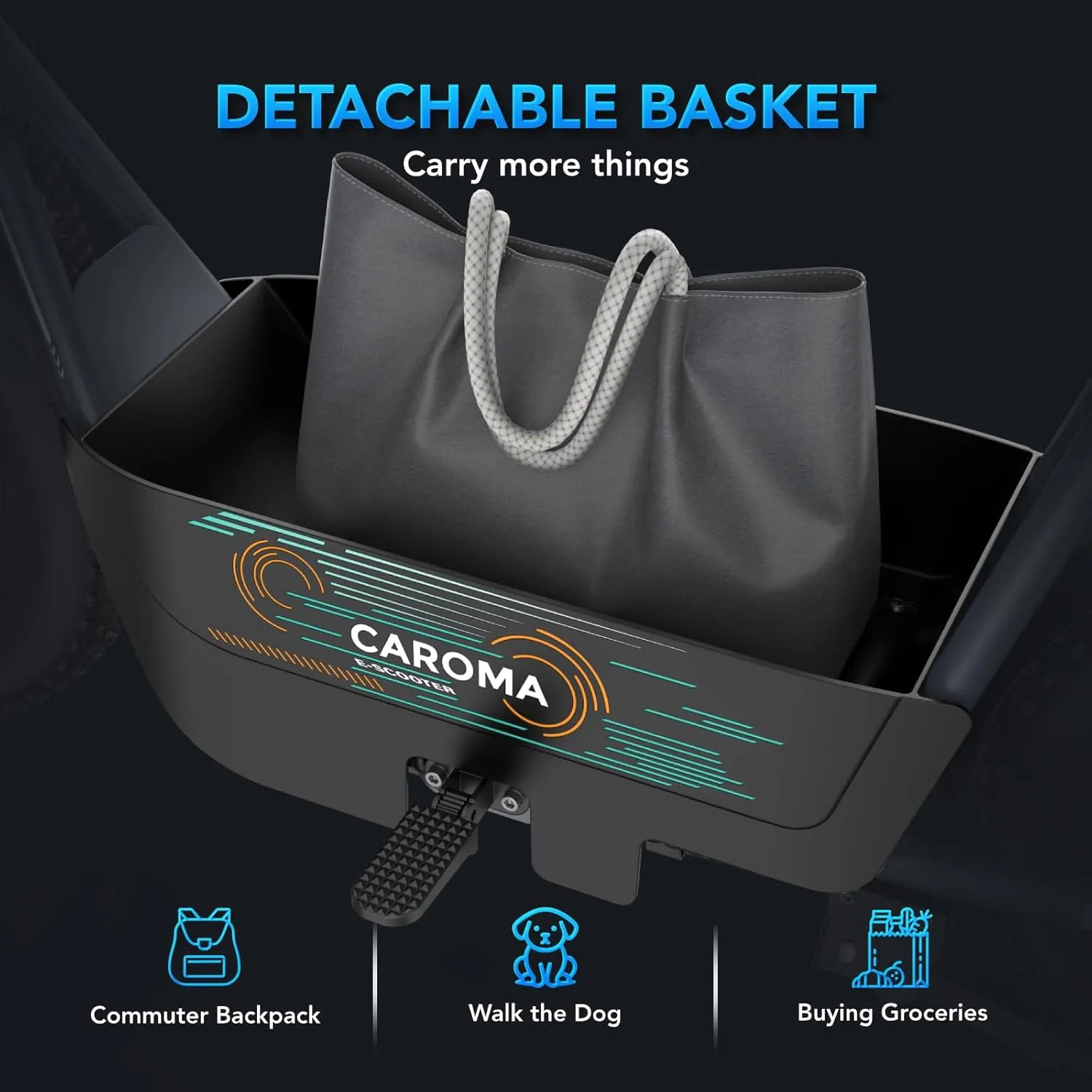 Caroma Peak 1200W Electric Scooter with Seat for Adults, 16" All Terrain Fat Tire Electric Dirt Bike, 30 Miles Ranges 20MPH Max Speed, Electric Motorcycle Bicycle with Basket for Pets & Cargo