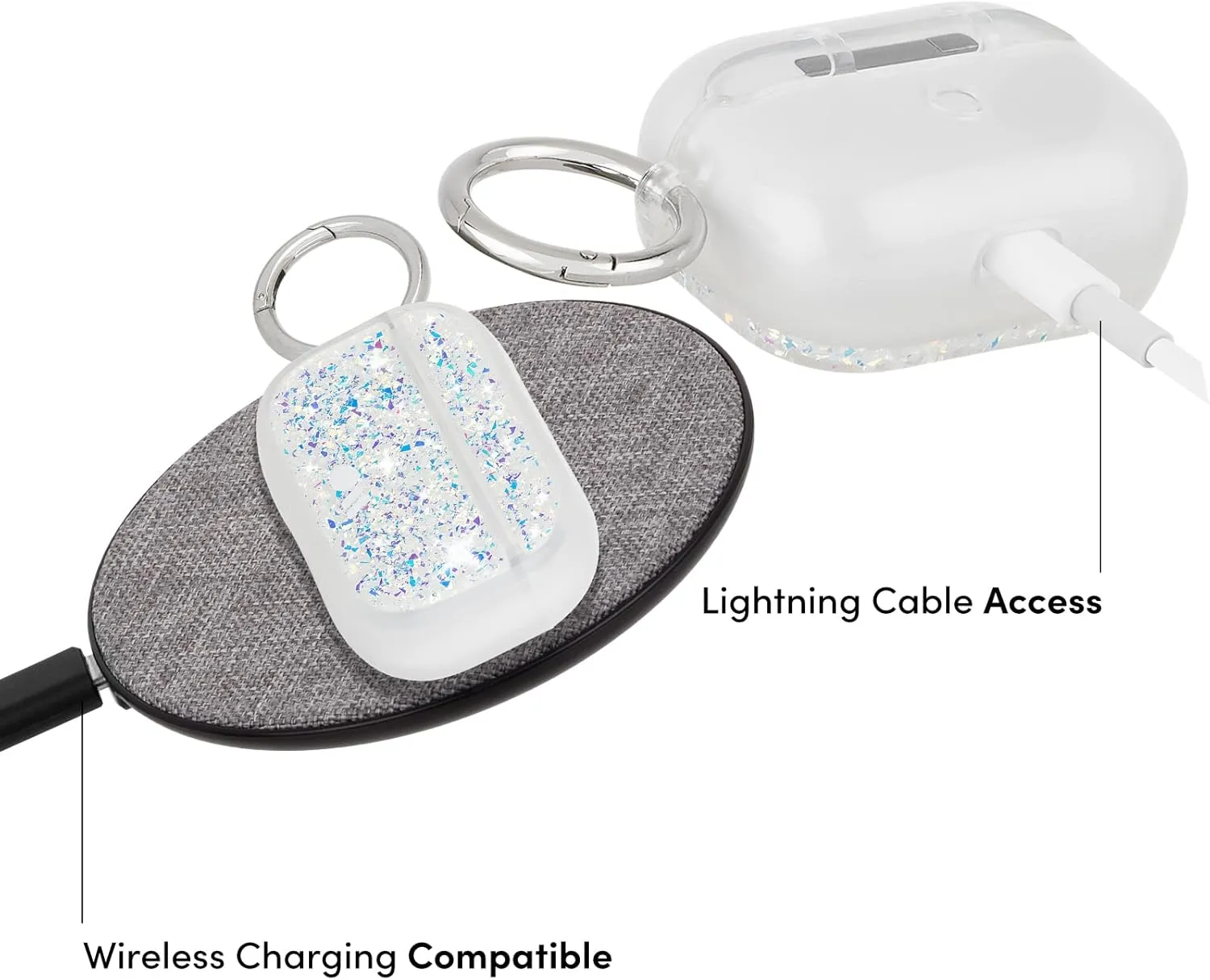 Case-Mate Protective AirPod Pro Case Cover, Soft Silicone Cover with Keychain Ring for Men and Women, Compatible with AirPods Pro, Front LED visible - Twinkle Stardust