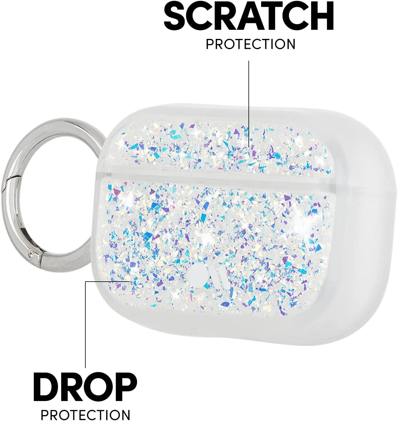 Case-Mate Protective AirPod Pro Case Cover, Soft Silicone Cover with Keychain Ring for Men and Women, Compatible with AirPods Pro, Front LED visible - Twinkle Stardust