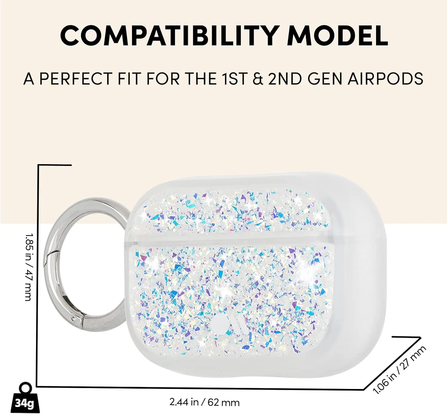 Case-Mate Protective AirPod Pro Case Cover, Soft Silicone Cover with Keychain Ring for Men and Women, Compatible with AirPods Pro, Front LED visible - Twinkle Stardust