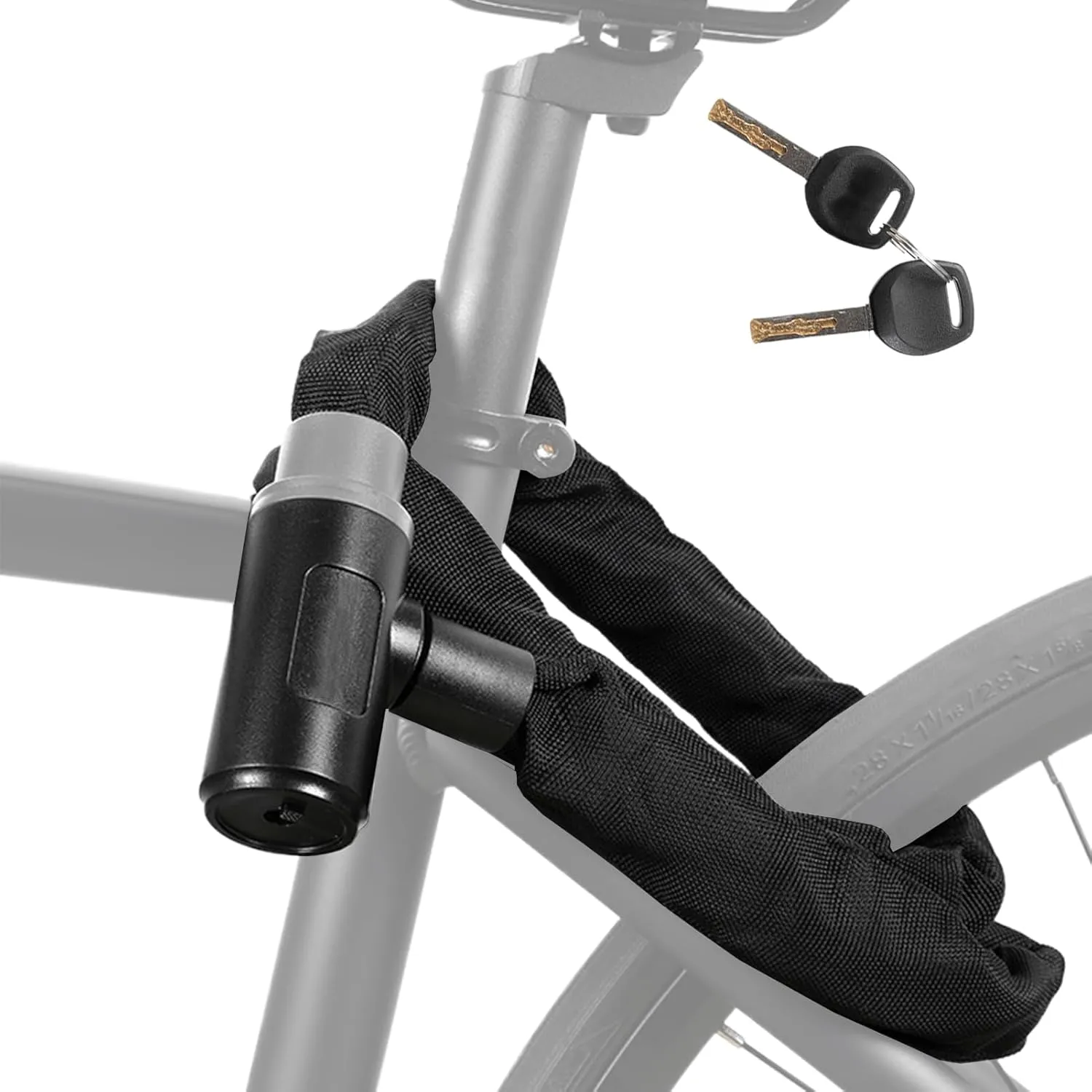 Chain Bike Lock - Heavy Duty Lock Bike | Convenient biicycle Security Chain, Bike Locking Chain, High Security Locking Supplies for Scooter Motorcycle, Cycling Anti-Theft Safety Tool