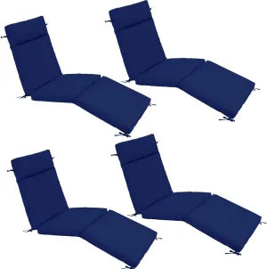 Chaise Lounge Cushion 72x21x3 Inch – Set of 4 Outdoor Lounge Chair Cushions, Lounger Pad Replacement with Fade-Resistant, Removable & Machine-Washable Covers, Ideal for Patio Chaise Chairs, Navy Blue
