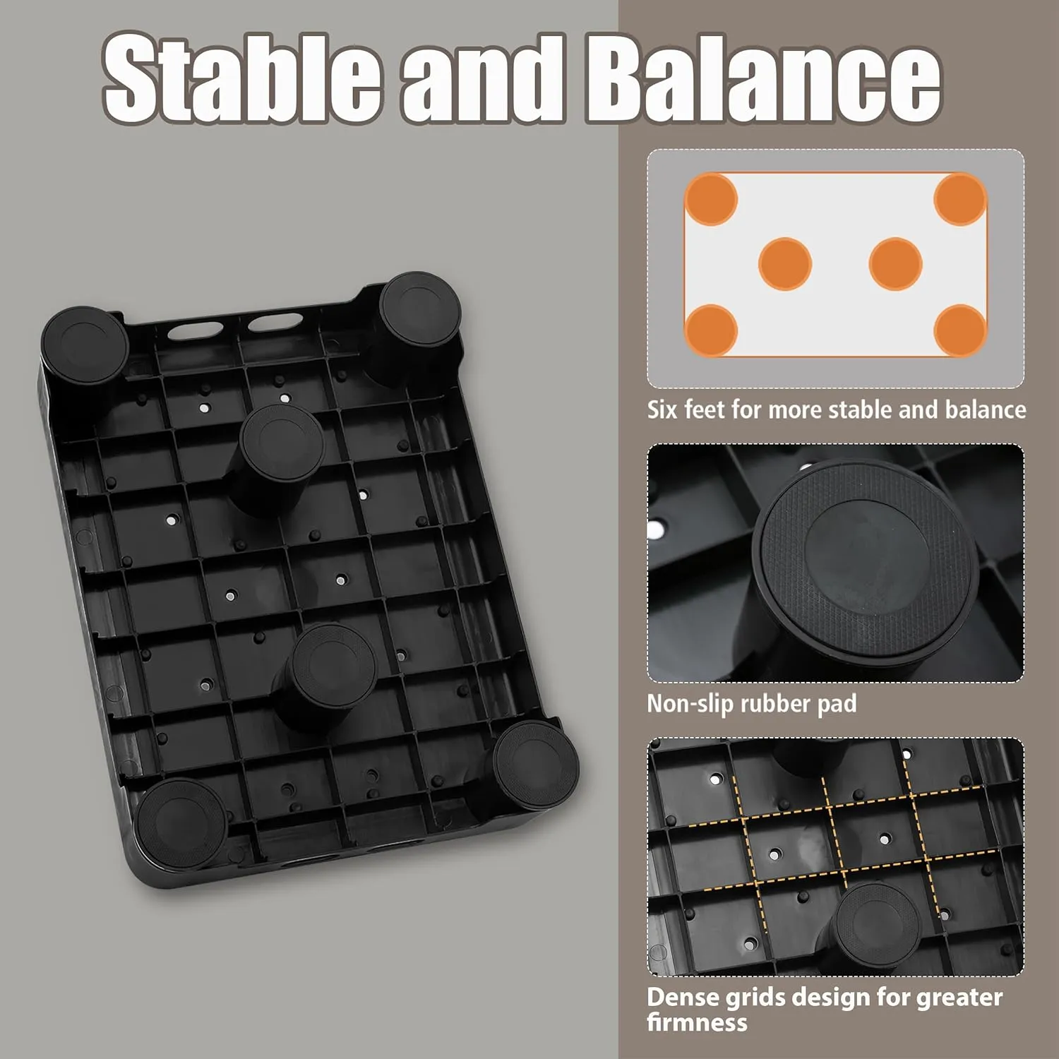 CHIKILLA Adjustable Step Stool for Adults Kids and Senior, Non-slip Step Platform Indoor and Outdoor for Pregnant Woman, Portable Stair Assist for Kitchen, Car, Bedside and Shower, Black-Gray, 3.4-5In