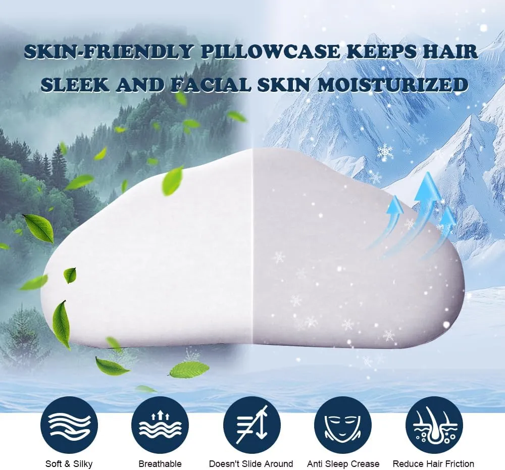 Cloud Contour Memory Foam Pillow Ergonomic Design for Sleeping Comfortably and Reducing Snoring Neck and Cervical Pillow with Cooling Pillowcase Grey