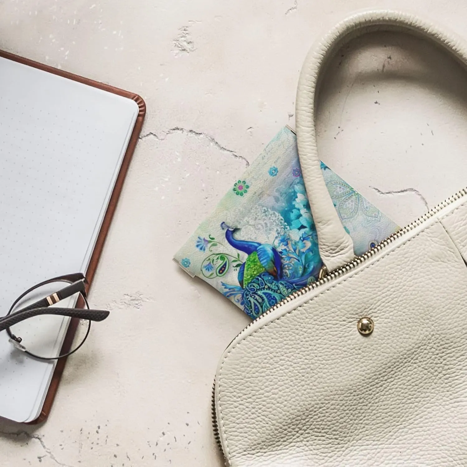 Coin Purse Peacocks and flowers Leather Squeeze Coin Purse Mini Pouch Change Wallet Bag Gifts for Women Kids Girls Key Holder