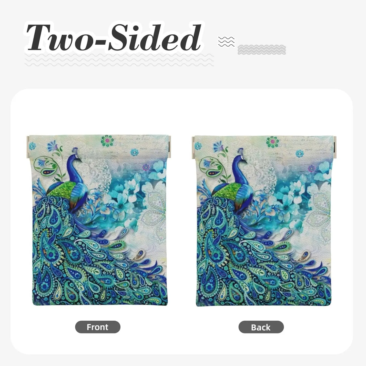 Coin Purse Peacocks and flowers Leather Squeeze Coin Purse Mini Pouch Change Wallet Bag Gifts for Women Kids Girls Key Holder