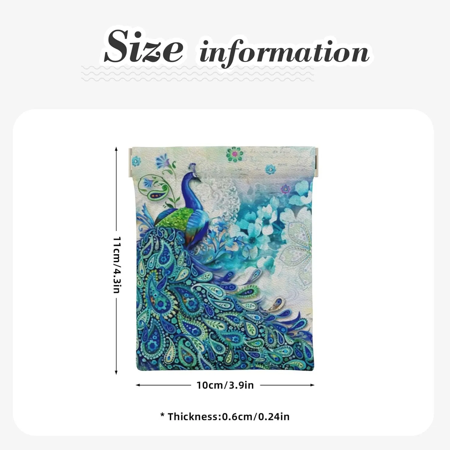 Coin Purse Peacocks and flowers Leather Squeeze Coin Purse Mini Pouch Change Wallet Bag Gifts for Women Kids Girls Key Holder
