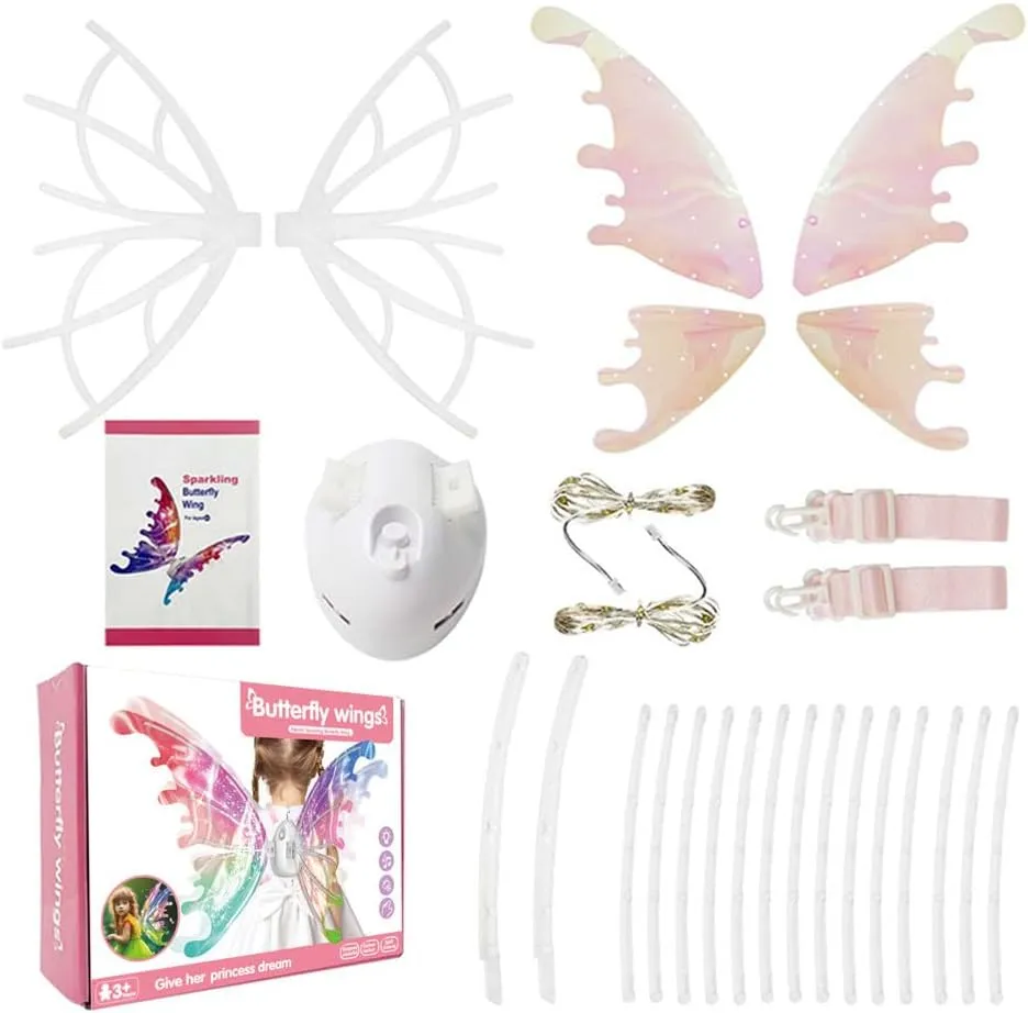 cojodopo Costume Electric Butterfly Wings,Elf Luminous Wings For Kids Dog With Music Glowing Shiny Dress Up Props