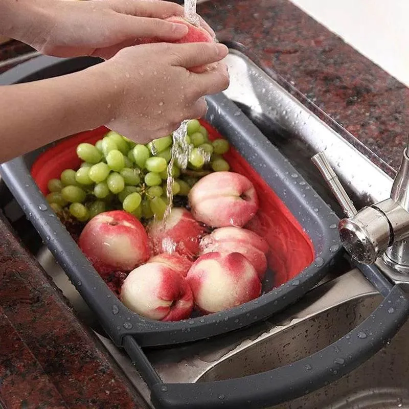 Collapsible Eco-Friendly Colander - Folding Strainer with Retractable Handles