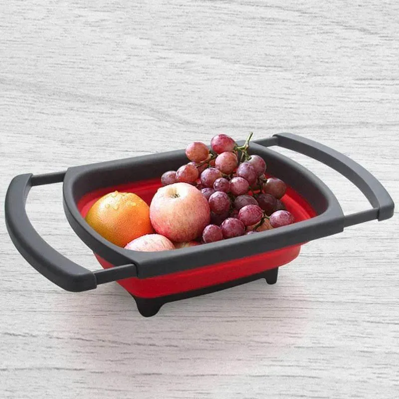 Collapsible Eco-Friendly Colander - Folding Strainer with Retractable Handles