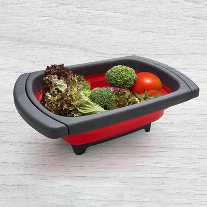 Collapsible Eco-Friendly Colander - Folding Strainer with Retractable Handles
