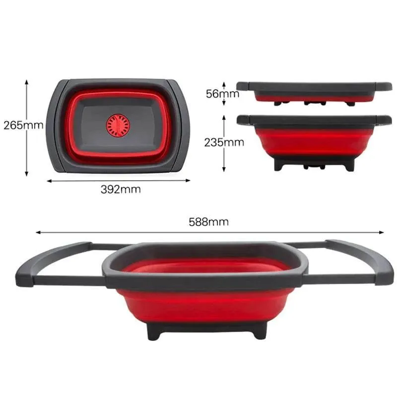 Collapsible Eco-Friendly Colander - Folding Strainer with Retractable Handles