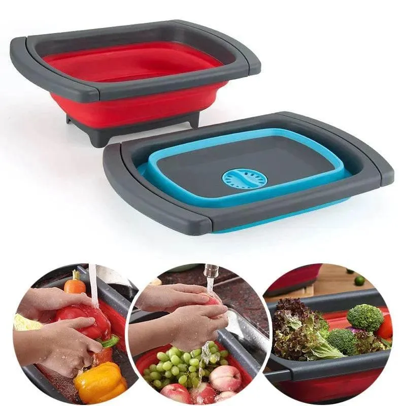 Collapsible Eco-Friendly Colander - Folding Strainer with Retractable Handles