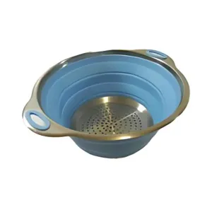 Collapsible Silicone Colander – Blue 24cm | Space-Saving Kitchen Essential