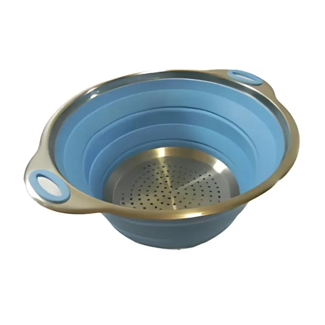 Collapsible Silicone Colander – Blue 24cm | Space-Saving Kitchen Essential
