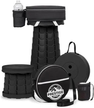 Collapsible Stool with 3-in-1 Cushioned Carry Case, 400lbs Max Weight, Lightweight Portable Retractable Foldable Telescoping Camping Stool for Adults Fishing Hiking Travel BBQ