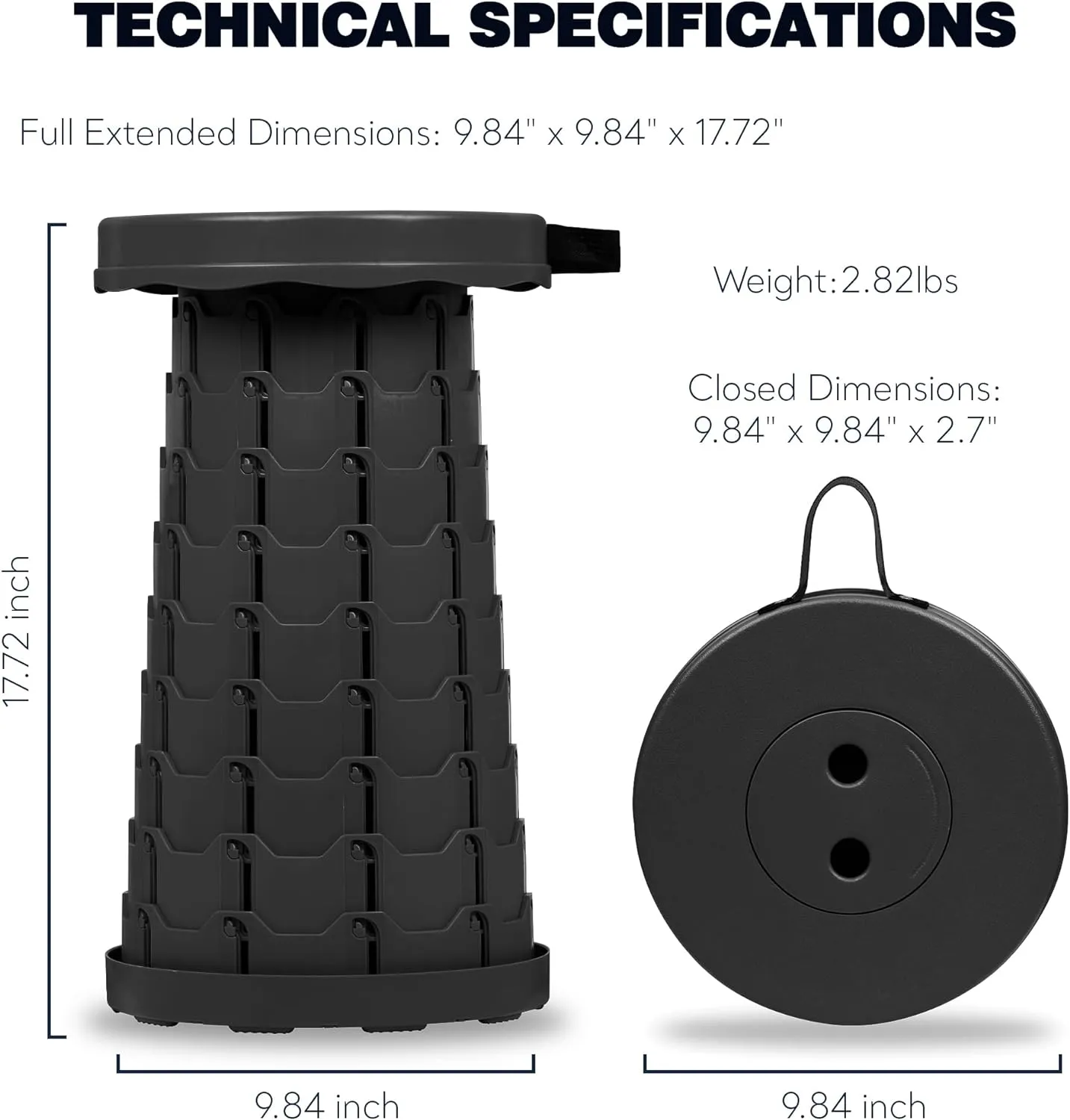 Collapsible Stool with 3-in-1 Cushioned Carry Case, 400lbs Max Weight, Lightweight Portable Retractable Foldable Telescoping Camping Stool for Adults Fishing Hiking Travel BBQ