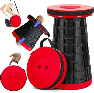 Collapsible Stool with Shoulder Strap, 620lbs Max Weight, Lightweight Yet Sturdy, Portable Retractable Foldable Telescoping Camping Stool for Adults Outdoor Fishing Hiking Travel BBQ