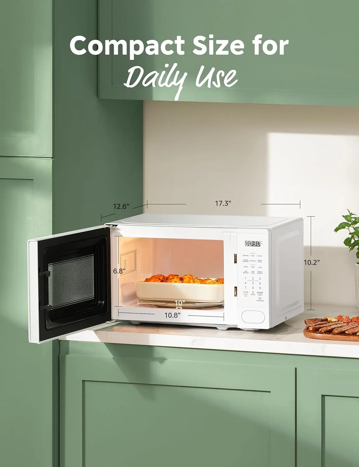 COMFEE CMO-C20M1WH Retro Microwave with 11 power levels, Fast Multi-stage Cooking, Turntable Reset Function Kitchen Timer, Speedy Cooking， Weight/Time Defrost, Memory function, Children Lock, 700W