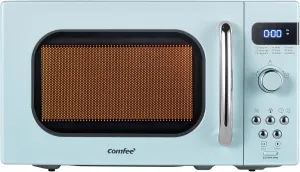 COMFEE' Retro Small Microwave Oven With Compact Size, 9 Preset Menus, Position-Memory Turntable, Mute Function, Countertop Microwave For Small Spaces, 0.7 Cu Ft/700W, Green, AM720C2RA-G