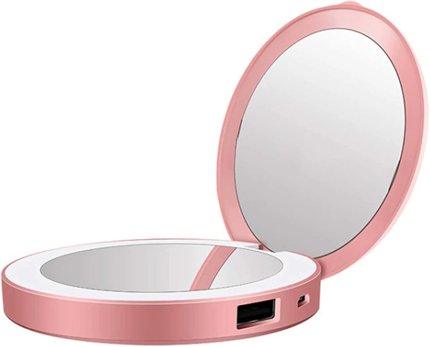 Compact Makeup with LED Light,2-Sided Folding Travel Vanity Mirror,Portable Pocket 1x 3X Magnification Handheld Cosmetic Charging Treasure Mobile Powe