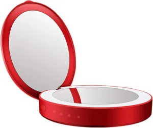 Compact Makeup with LED Light,2-Sided Folding Travel Vanity Mirror,Portable Pocket 1x 3X Magnification Handheld Cosmetic Charging Treasure Mobile Powe