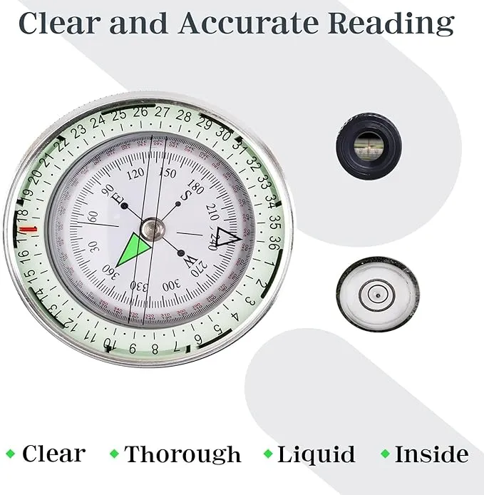 Compass Hiking Compass Navigation, Compass, Pocket Compass, Waterproof Shockproof Military Compass for Hiking, Climbing Biking Exploring Geology, Outdoor Activities