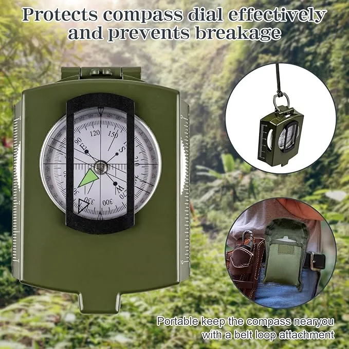 Compass Hiking Compass Navigation, Compass, Pocket Compass, Waterproof Shockproof Military Compass for Hiking, Climbing Biking Exploring Geology, Outdoor Activities