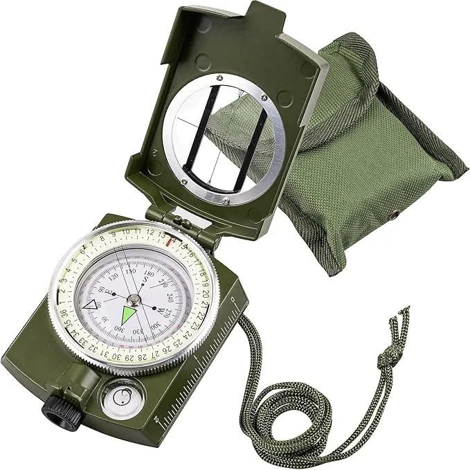 Compass Hiking Compass Navigation, Compass, Pocket Compass, Waterproof Shockproof Military Compass for Hiking, Climbing Biking Exploring Geology, Outdoor Activities