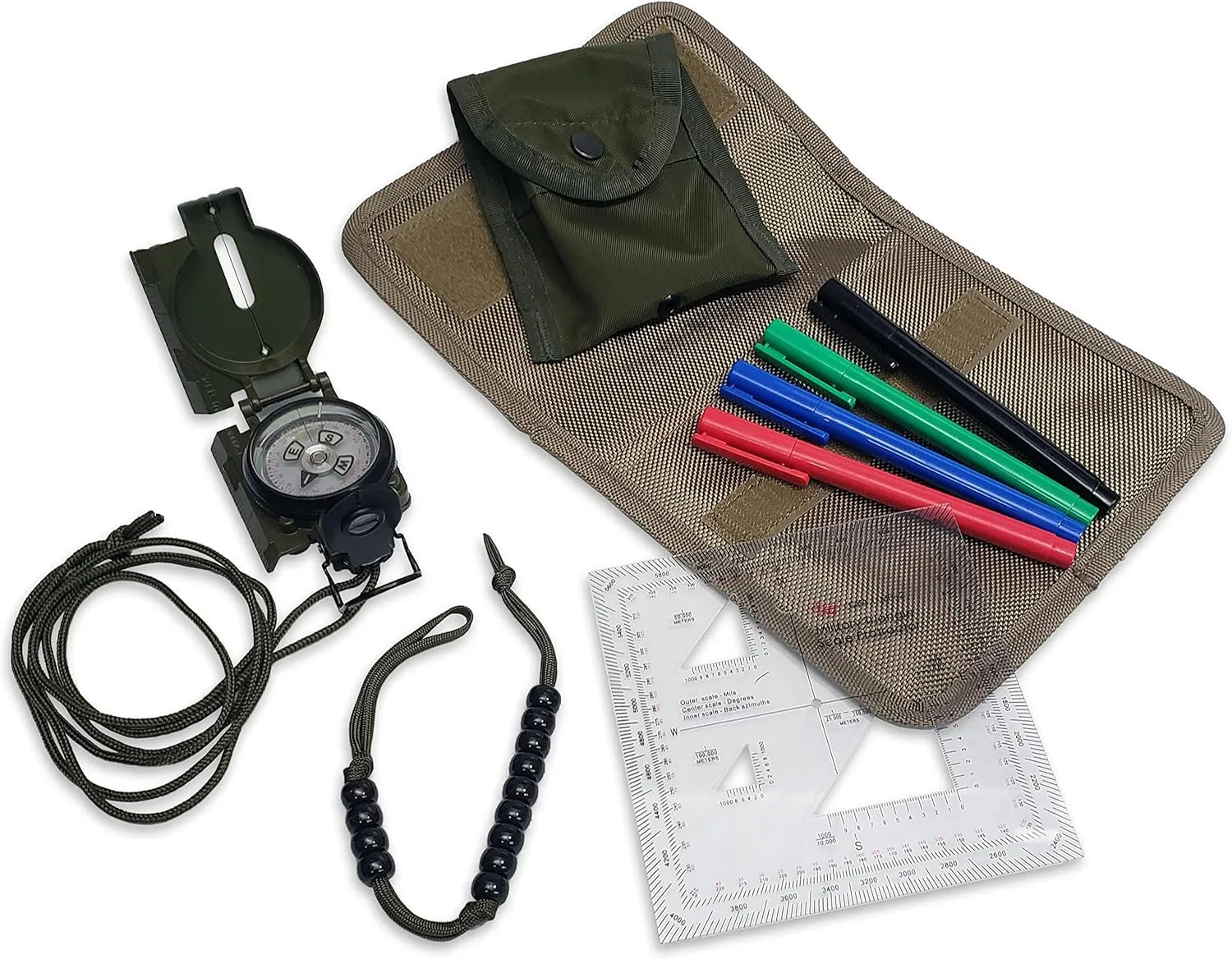 Compass Navigation Kit - Traditional Military Lensatic Compass - Everything Needed to Get Started in Compass Land Navigation