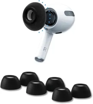 Comply Limited Edition Foam Replacement Earbud Tips for Apple AirPods Pro 1 & 2, Black, Medium (3 Pairs)