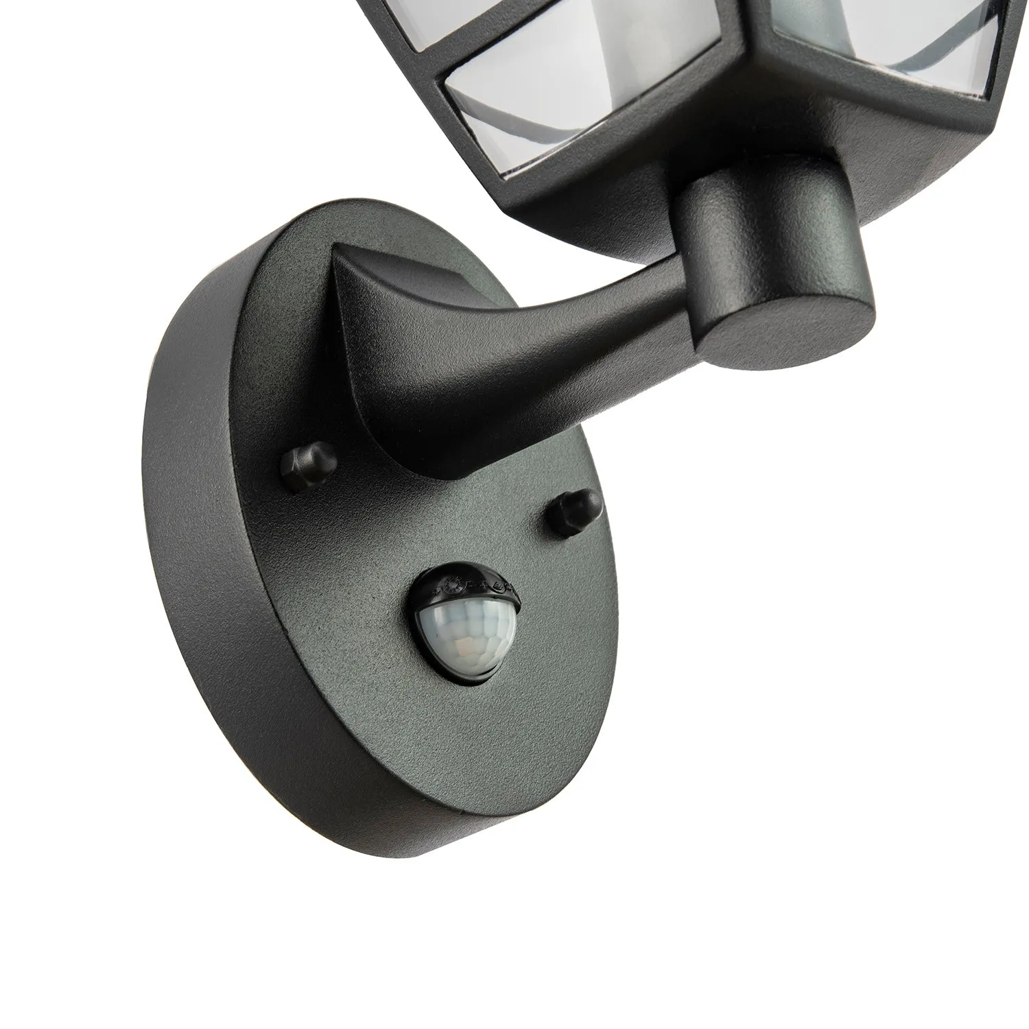 Contemporary Exterior PIR Sensor Wall Light Fitting with Curved Glass Sides