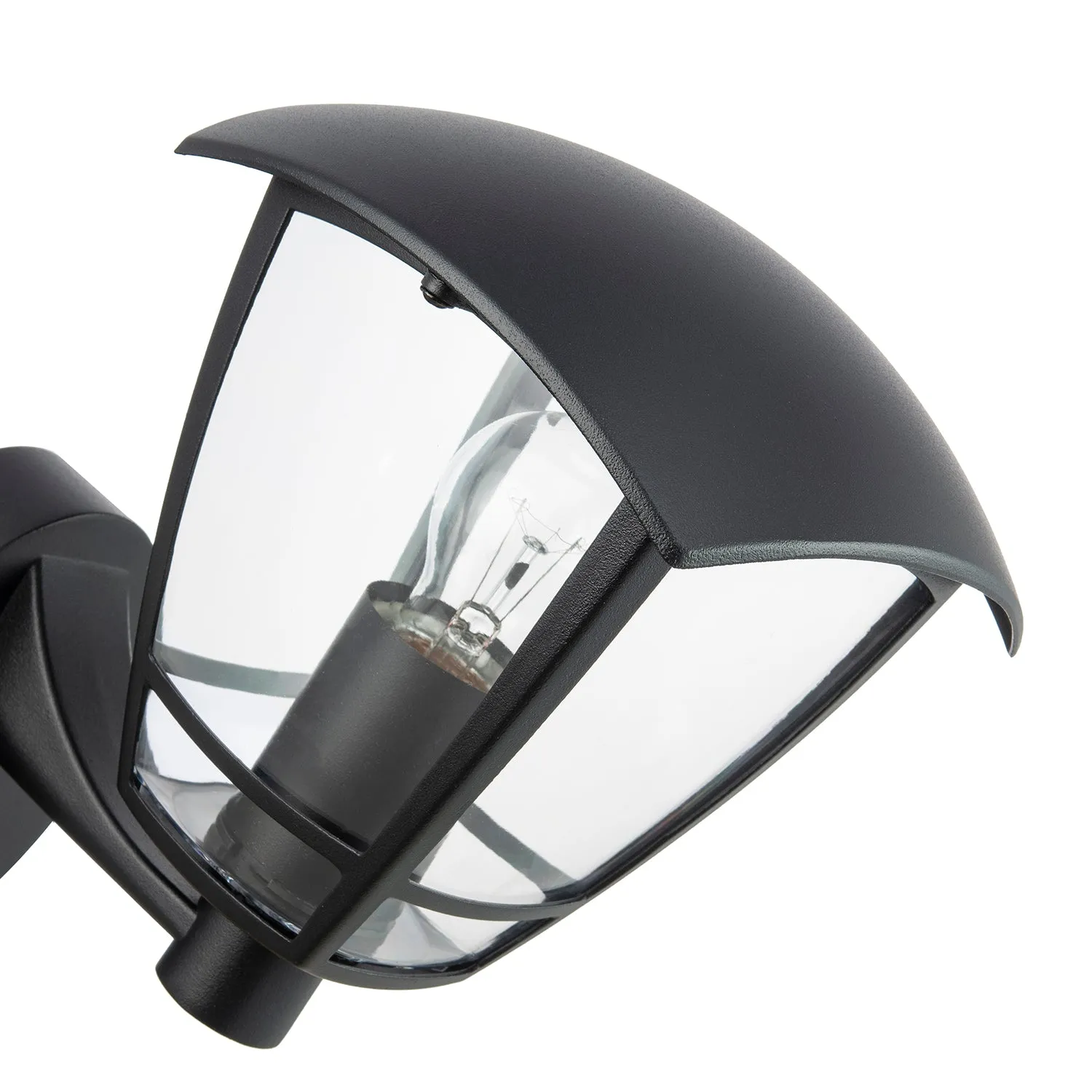 Contemporary Exterior PIR Sensor Wall Light Fitting with Curved Glass Sides