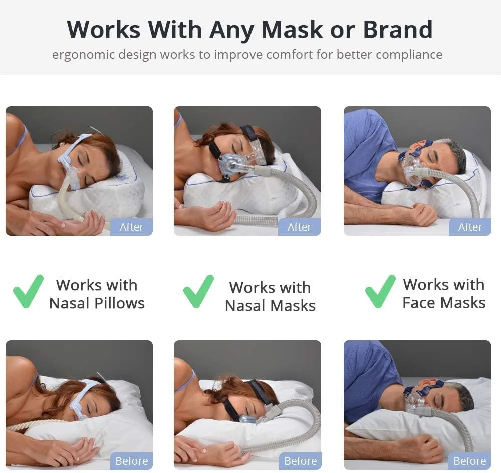 Contour CPAPMax 2-in-1 Cooling Plush CPAP Comfort Pillow - Reduce Air Leaks, Hose Tangles, Mask Discomfort & Adjust Thickness, for Side, Stomach, Back Sleepers, All Masks - Works 1st Night