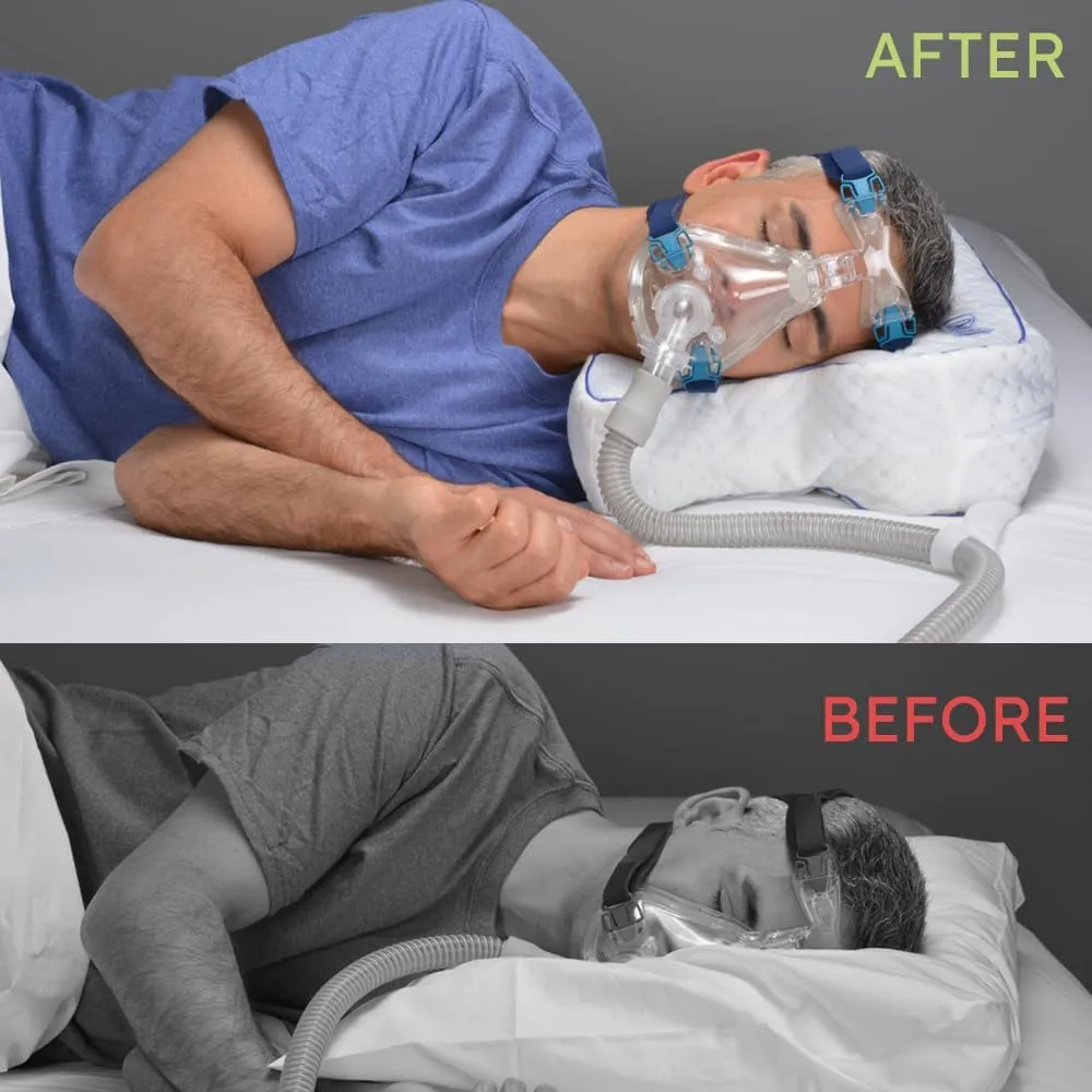 Contour CPAPMax 2-in-1 Cooling Plush CPAP Comfort Pillow - Reduce Air Leaks, Hose Tangles, Mask Discomfort & Adjust Thickness, for Side, Stomach, Back Sleepers, All Masks - Works 1st Night