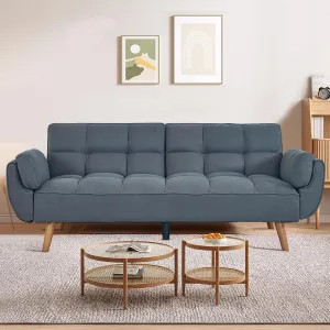 Convertible Futon Sofa Bed, Sleeper Sofa Bed with Adjustable Backrests, Linen Loveseat Sofa Small Couches for Small Spaces, Living Room, Bedroom (Dark Gray)