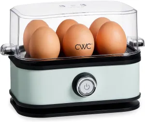 COOK WITH COLOR: 210 Watt Egg Cooker - 6 Egg Capacity, Rapid Cook Time, Automatic Shut Off Boil-Dry Protection, with Tray, Measuring Cup, and Lid, Sage