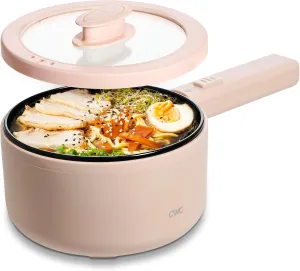 COOK WITH COLOR Electric Hot Pot, 1.6L Mini Cooker, 700W Power, Non-Stick Surface, Thermal Cut-Out Protection, Perfect for Rice, Noodles, Soups, Stews, Dorms, Apartments, & Small Kitchens, Dusty Rose