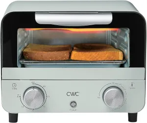 COOK WITH COLOR Mini Toaster Oven: 600W Power, Precision Timer, Auto Shutoff, and Culinary Delights Up To 450 Degrees, Sage
