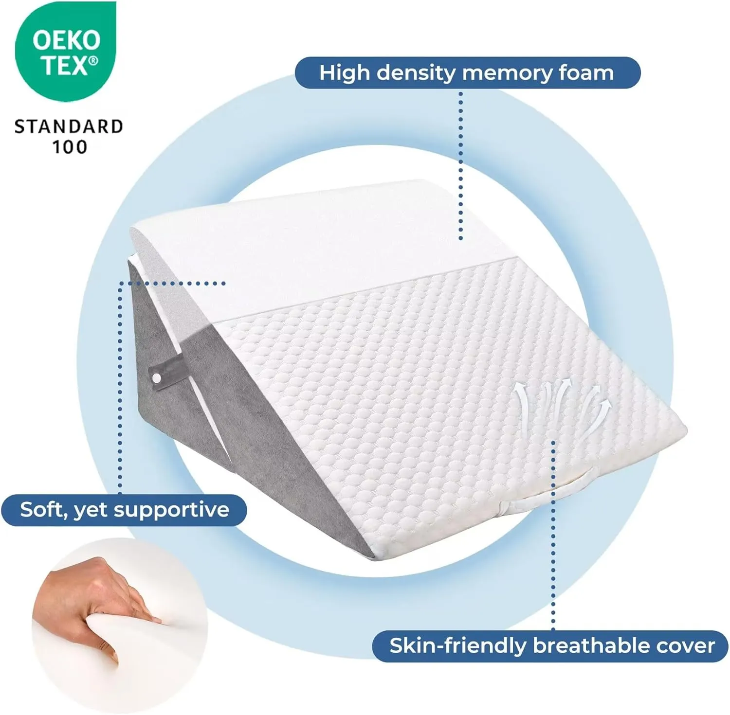 COOLBEBE Bed Wedge Pillow for Sleeping, Adjustable Folding Wedge Pillow for Snoring and After Surgery - 9 & 11 Inch, Elevated Triangle Wedge for Back Pain Relief, Acid Reflux, Leg Support