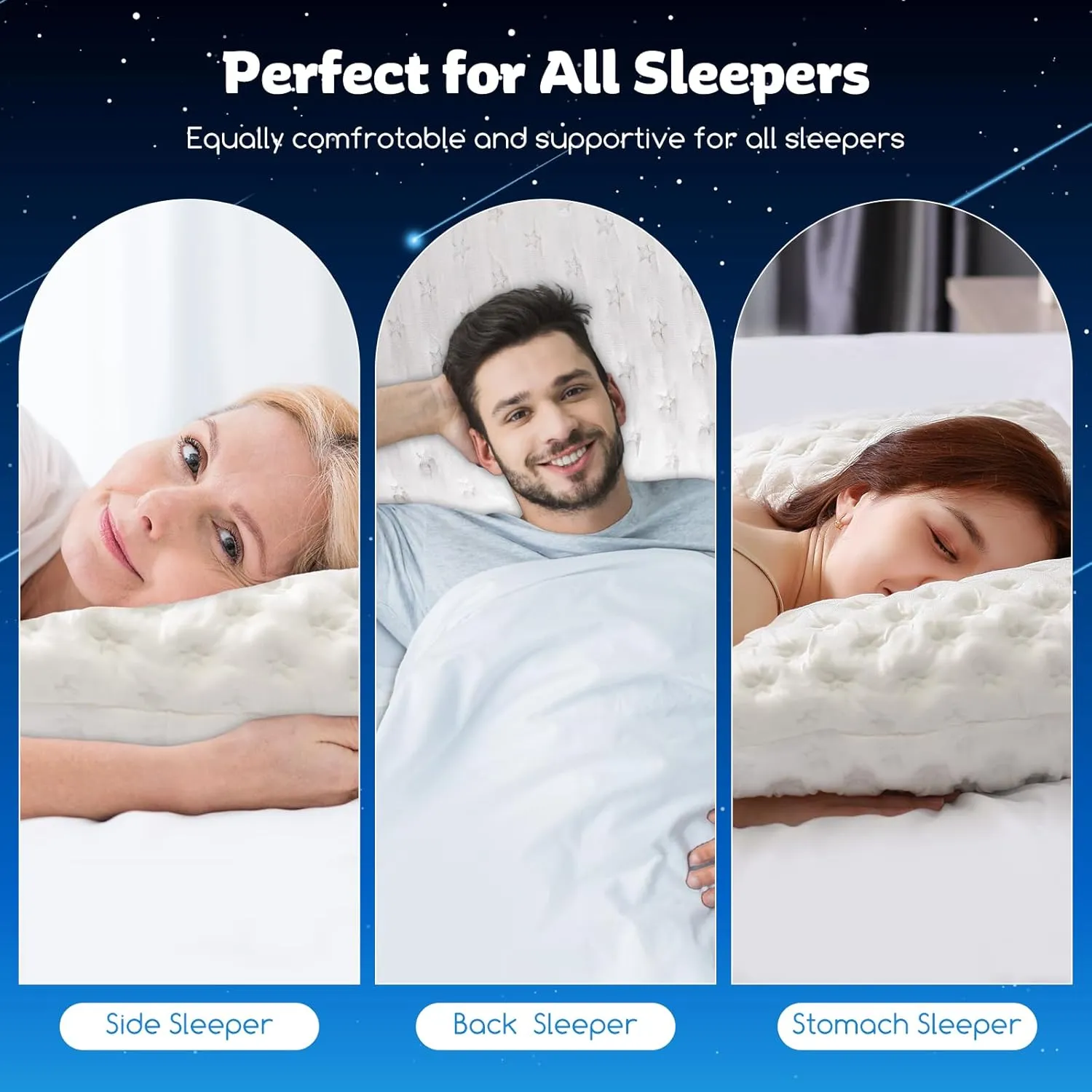 Cooling Side Sleeper Pillow for Neck and Shoulder Pain, Luxury Shredded Memory Foam Curved Bed Pillows for Sleeping Set of 1- Adjustable Queen Size- Washable Cover Crescent White& Grey Pillowcase
