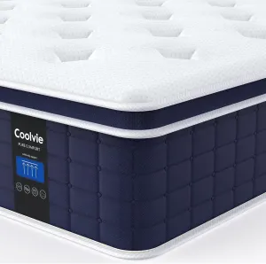 Coolvie Twin XL Mattress 12 Inch, Supportivie Firm Hybrid Mattress in a Box with CertiPUR-US Certified Foam, Pocket Springs for Motion Isolation & Pressure Relief- Comfort Night Sleep-100-Night Trial