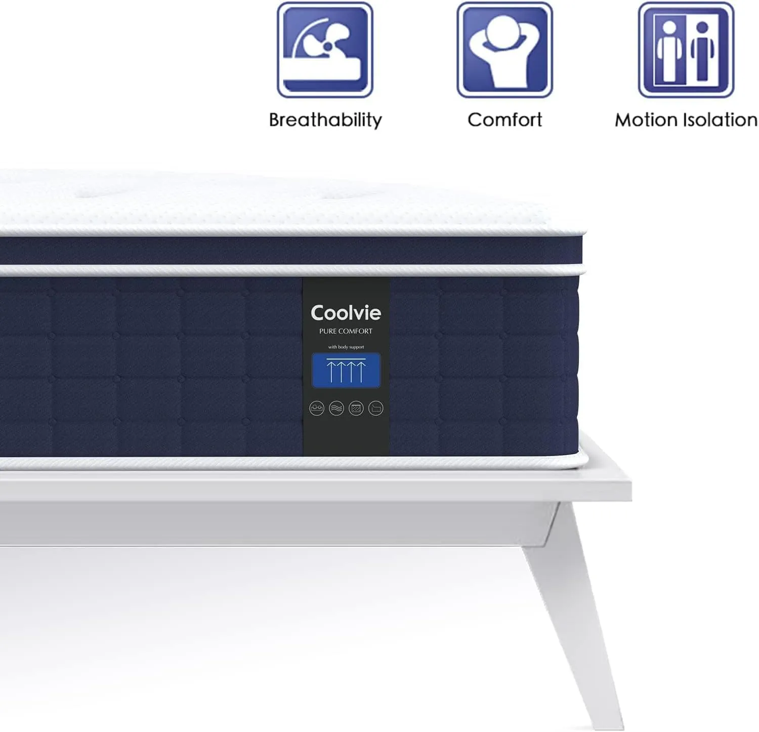 Coolvie Twin XL Mattress 12 Inch, Supportivie Firm Hybrid Mattress in a Box with CertiPUR-US Certified Foam, Pocket Springs for Motion Isolation & Pressure Relief- Comfort Night Sleep-100-Night Trial