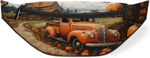 Country Car Pumpkin Fanny Pack for Women Men Waist Pack Crossbody Bag with Adjustable Belt for Travel Hiking Running Cycling Festivals
