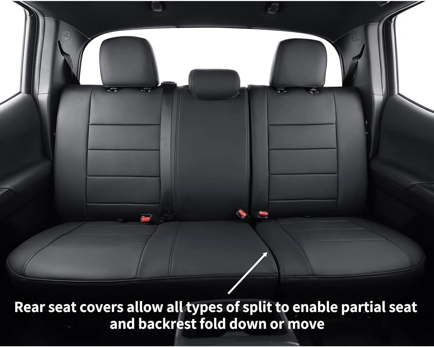 coverdream Custom Fit Seat Covers for 2024 2025 Toyota Tacoma(Petrol) Double Cab SR,SR5,TRD Sport,TRD Off-Road,Limited,Full Coverage Leather Seat Protector (Full Set,Black)