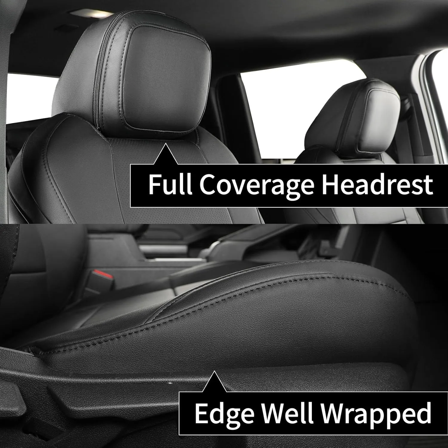 coverdream Custom Fit Seat Covers for 2024 2025 Toyota Tacoma(Petrol) Double Cab SR,SR5,TRD Sport,TRD Off-Road,Limited,Full Coverage Leather Seat Protector (Full Set,Black)